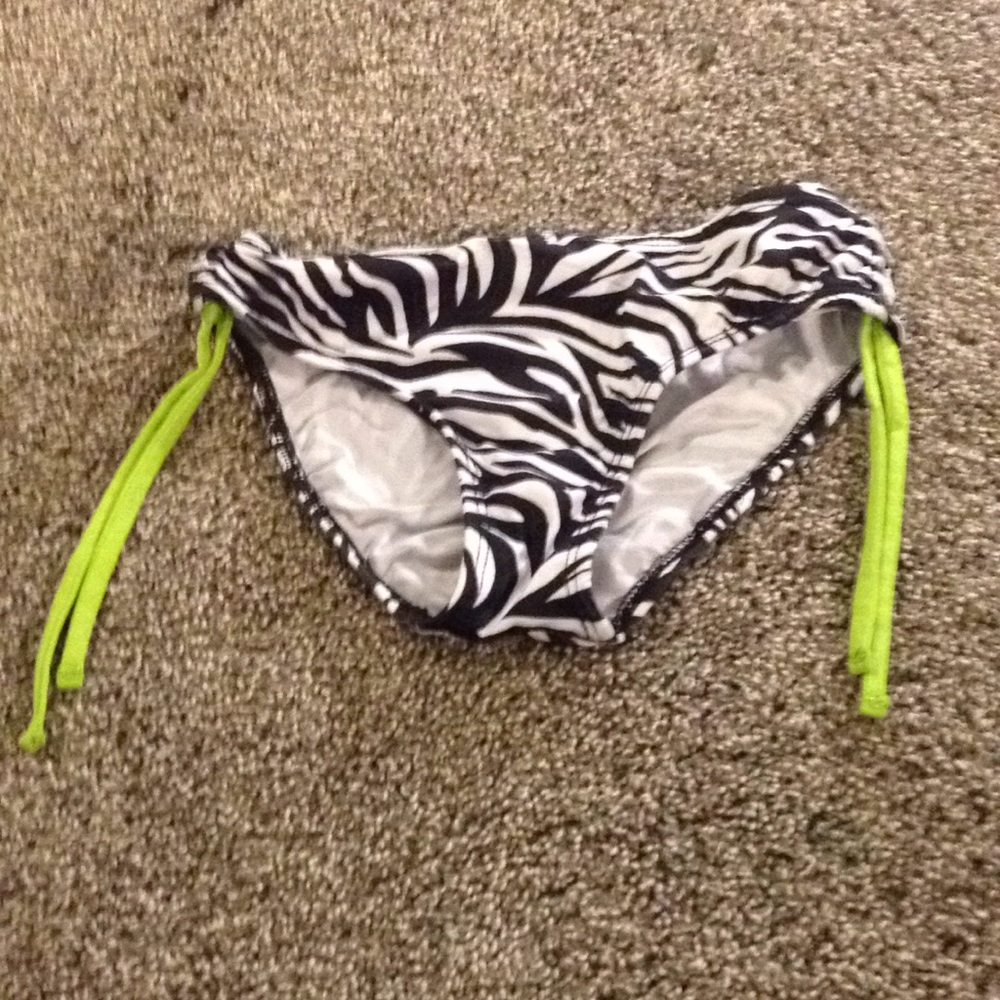 Black and white zebra bathing suit bottoms.